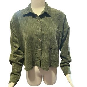 NWT moa moa brand dark greencorduroy cropped shacket